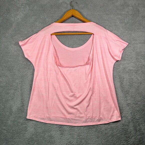 Xersion Short Sleeve Cut Out Back Active Tee Blouse Top Pink Plus Size XXL Women - Picture 2 of 8